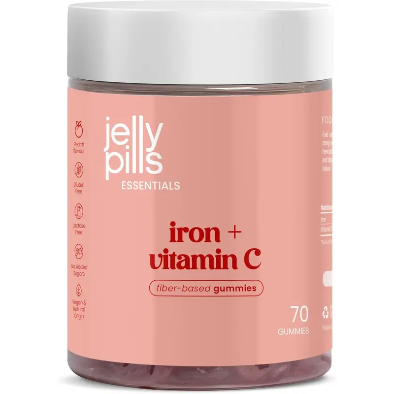 Jelly Pills Iron + Vitamin C Melocoton, 70 unidad