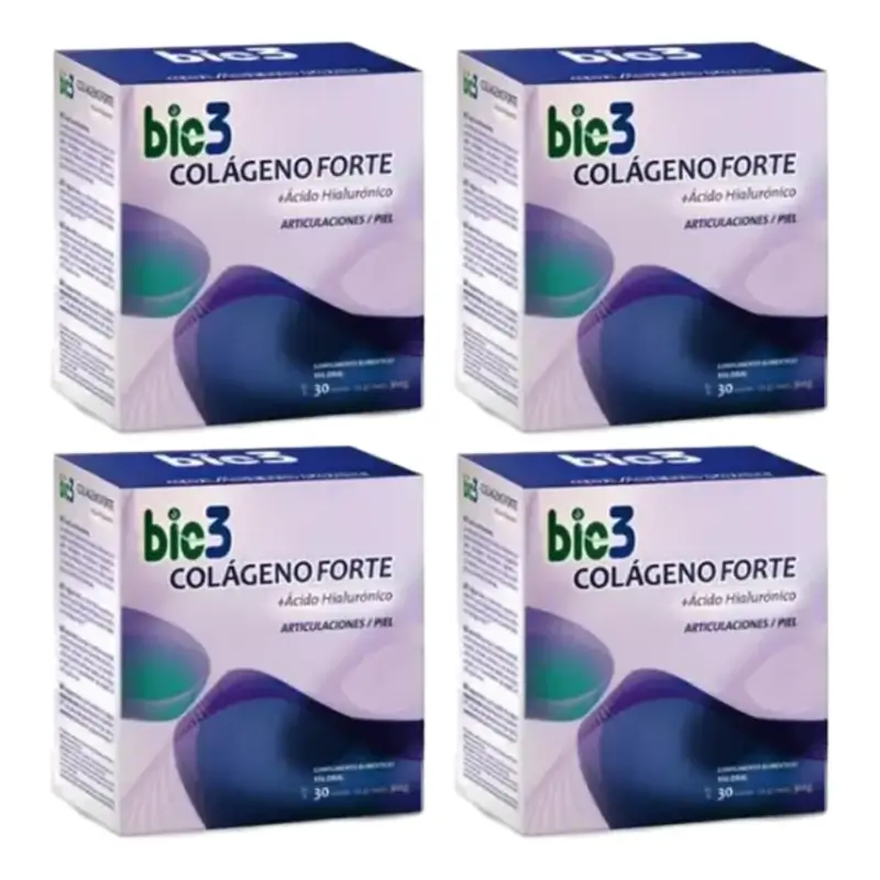 Bio 3 Colágeno + Ácido Hialurónico + Magnesio Forte, 4 x 30 sobres