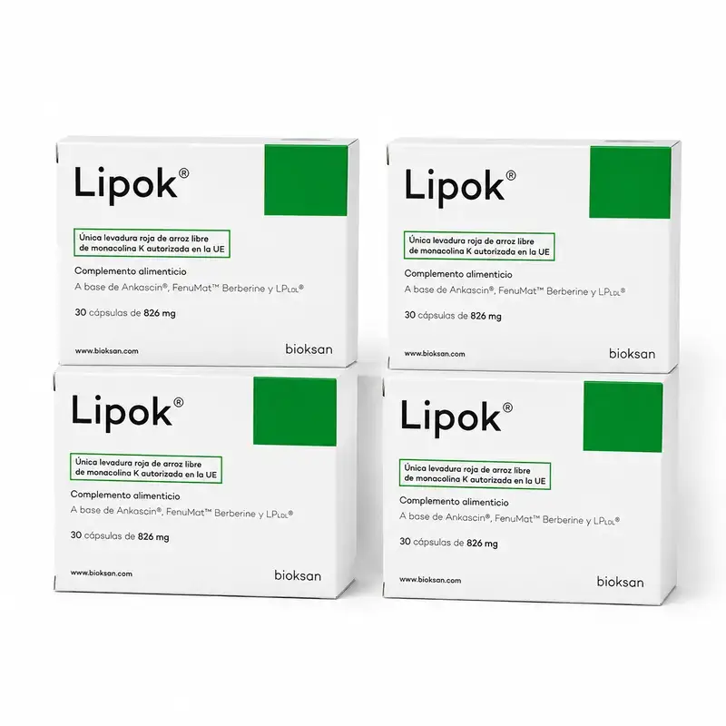 Lipok Complemento Alimenticio, Pack 4 x 30 Cápsulas