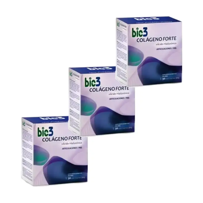 Bio 3 Colágeno + Ácido Hialurónico + Magnesio Forte Pack 3 x 30 sobres