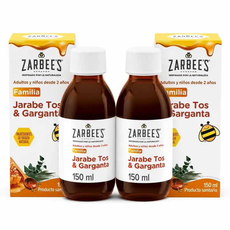 Zarbee's Jarabe Tos y Garganta Jarabe para la Tos con miel, Pack 2 x 150 ml