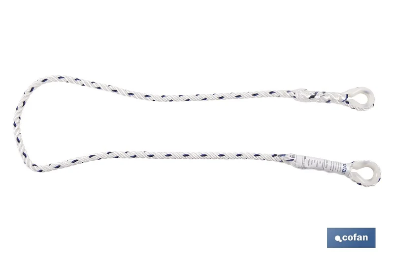 Cuerda de seguridad para Arnés | Medida en 1,5 m | Ø 12 mm | Con Hebillas y Guardacabos