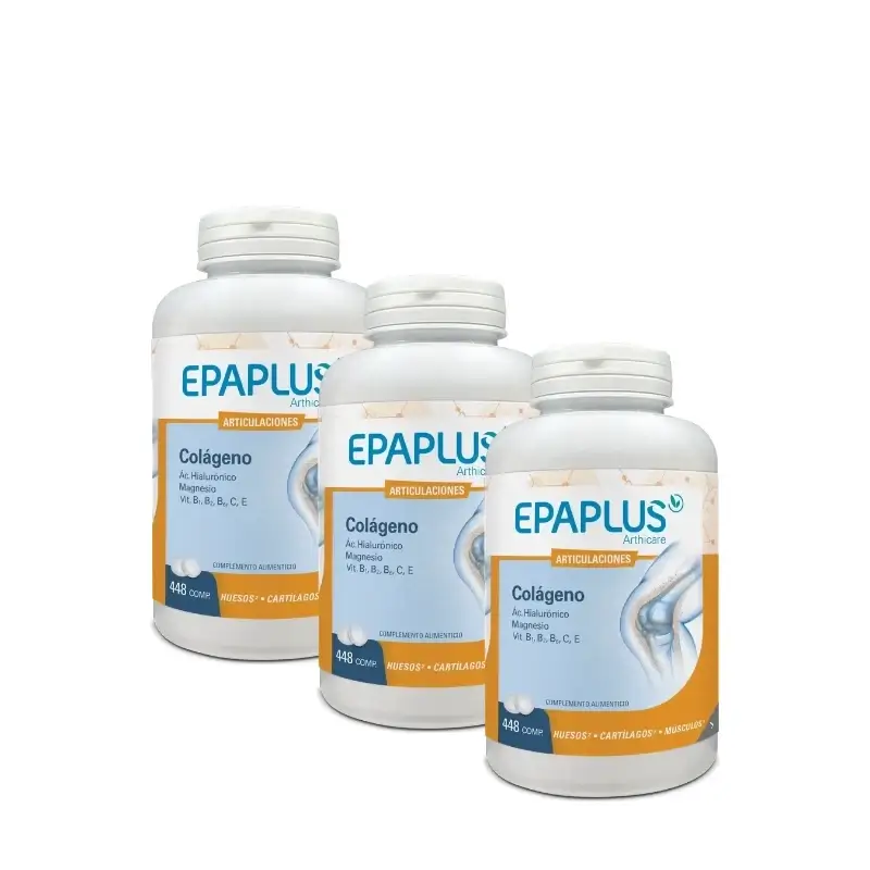 Epaplus Arthicare Colágeno Antiox Magnesio + Ác. Hialurónico 448 Comp, Pack 3