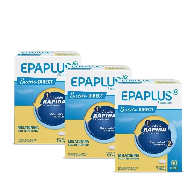 Epaplus Sleepcare Melatonina Direct Triptófano Plus 60 Comp, Pack 3