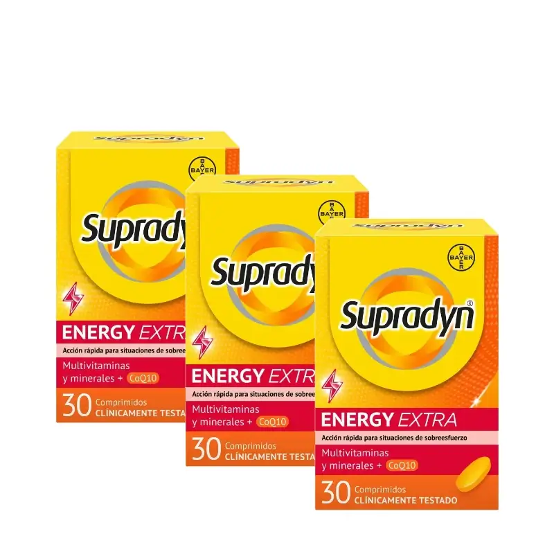 Supradyn Energy Extra Deporte Vitaminas y Energía, Pack 3 x 30 Comprimidos