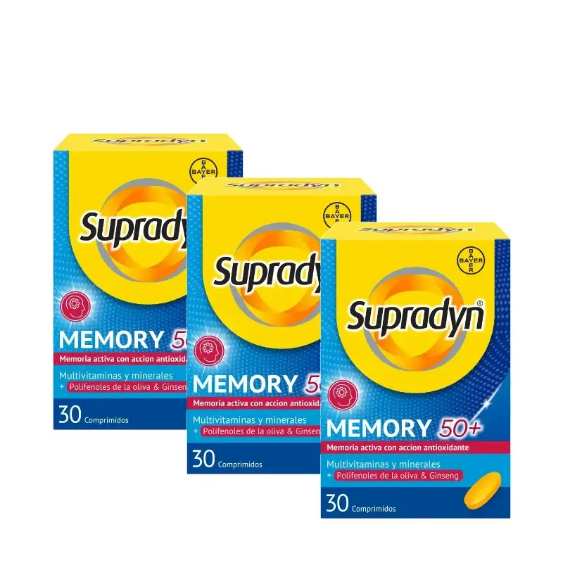 Supradyn Memory 50+ Vitaminas, Minerales y Energía con Ginseng, Pack 3 x 30 Comprimidos