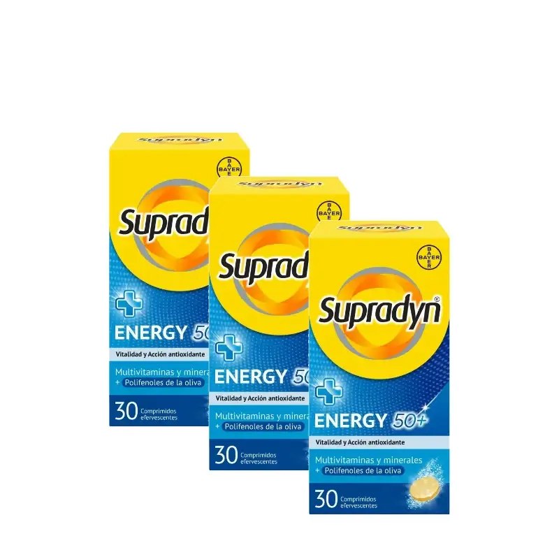 Supradyn Energy 50+ Vitaminas y Energía, Pack 3 x 30 Comprimidos Efervescentes