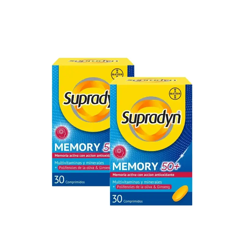 Supradyn Memory 50+ Vitaminas, Minerales y Energía con Ginseng, Pack 2 x 30 Comprimidos