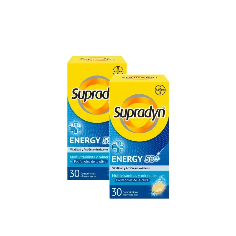 Supradyn Energy 50+ Vitaminas y Energía, Pack 2 x 30 Comprimidos Efervescentes