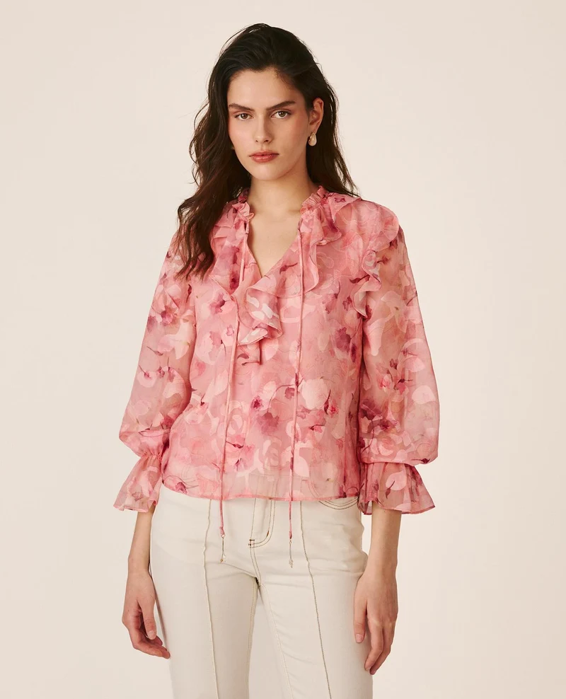 BLUSA MANGA LARGA FLORES