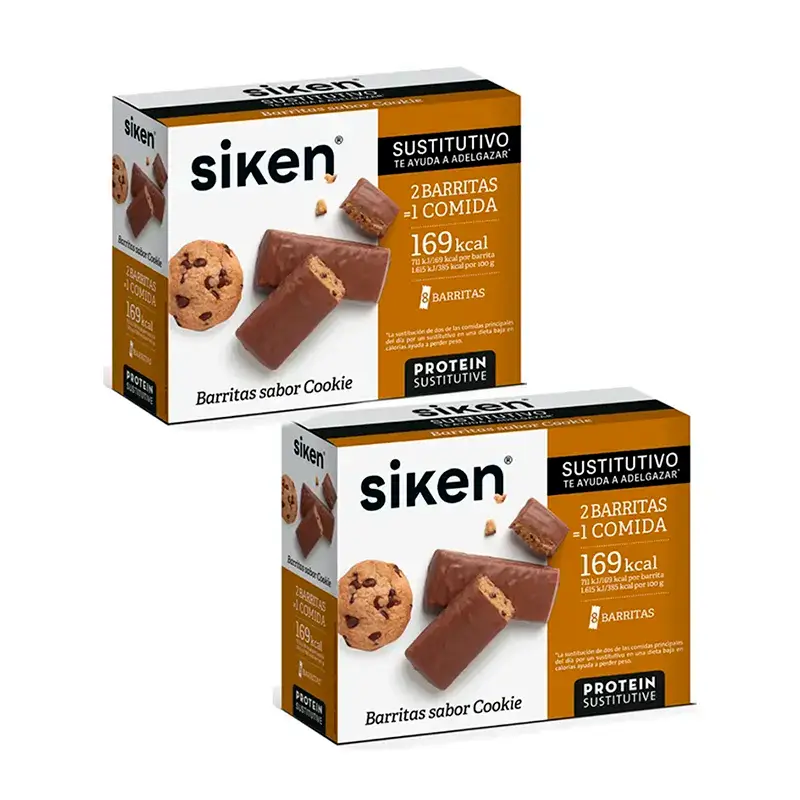 Siken Sustitutivo Barritas Cookie, Pack 2 x 8 unidades