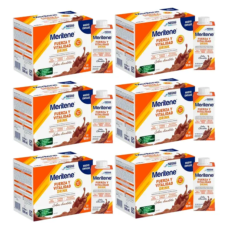 Meritene Fuerza Y Vitalidad Drink Chocolate, Pack 6 Cajas 6 x 180 ml
