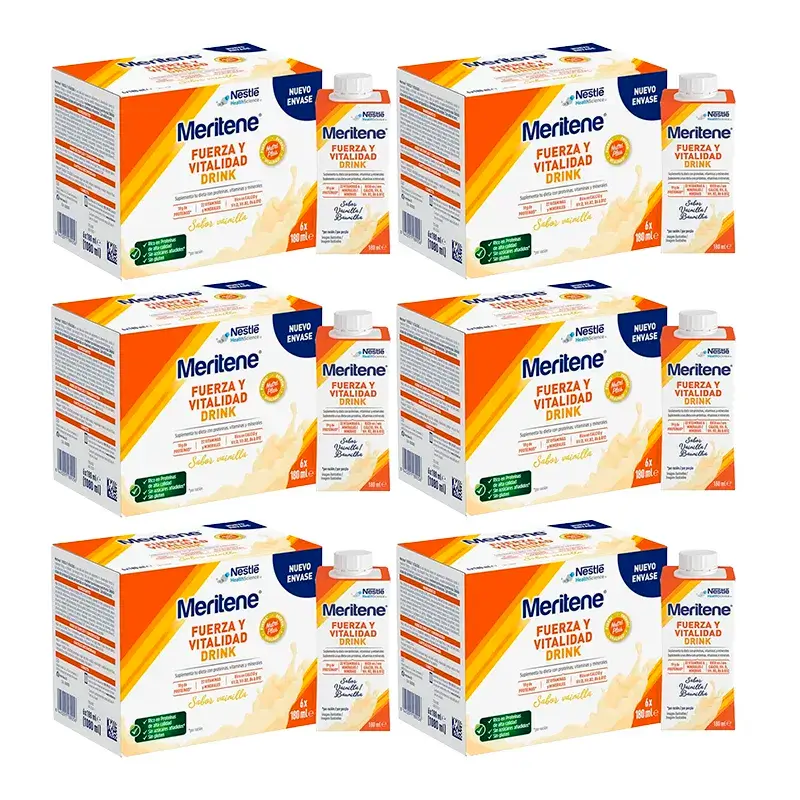 Meritene Fuerza Y Vitalidad Drink Vainilla, Pack 6 Cajas 6 x 180 ml