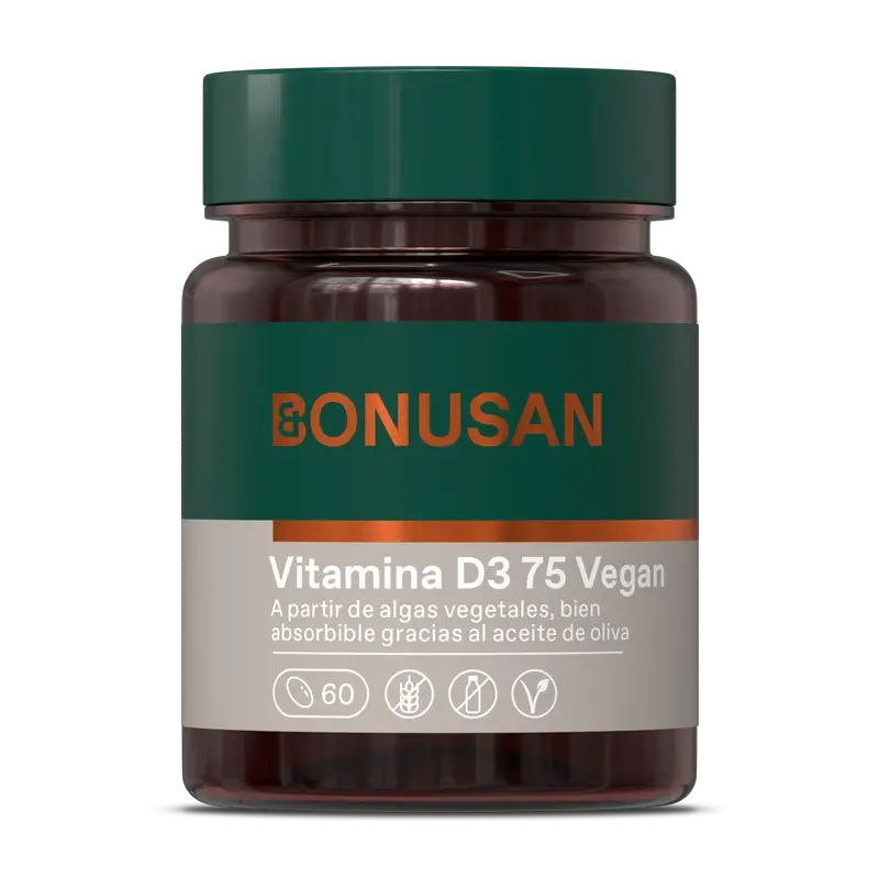Bonusan Vitamina D3 75 Vegan, 60 perlas