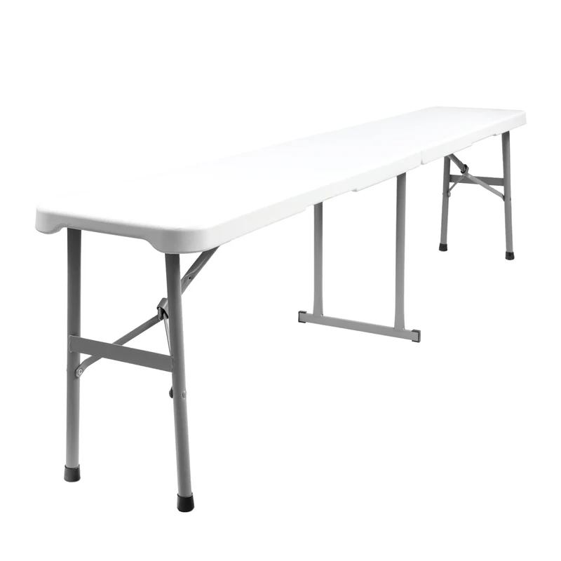 Banco Plegable Multifuncional, Portatil, Resistente,Multiusos 183x28x44 cm. Color Blanco