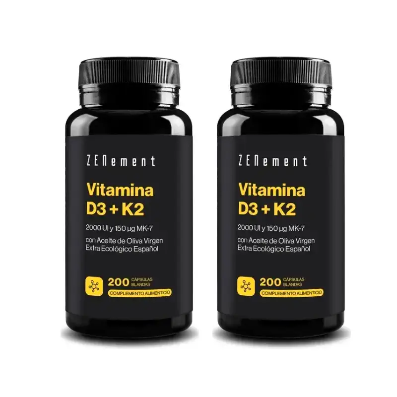 Zenement Vitamina D3 + K2, 2000 Ui Y 150 µg Mk-7, Pack 2 x 200 cápsulas blandas