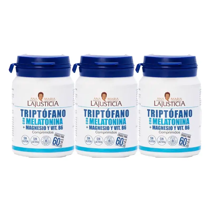 Ana Maria Lajusticia Triptofano con Melatonina + Magnesio y VitaminaB6, Pack 3 x 60 comprimidos