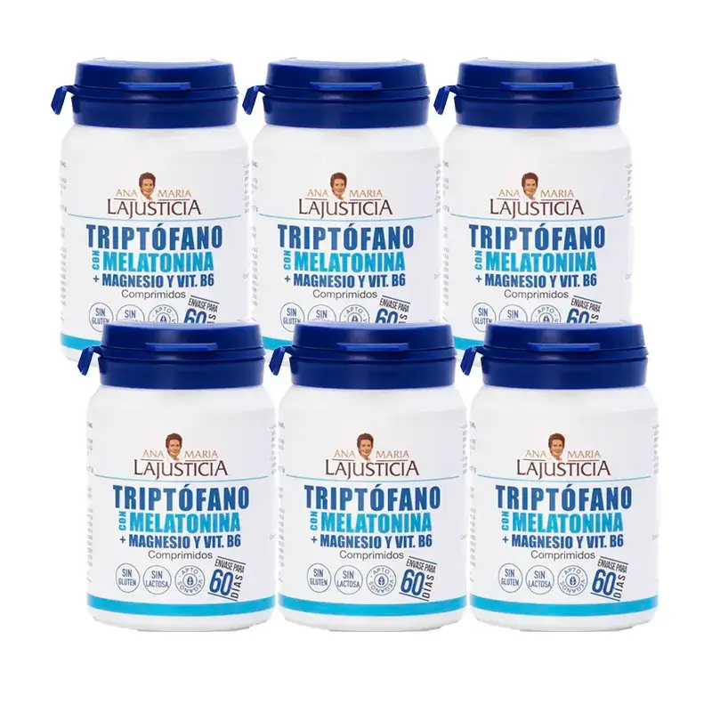 Ana Maria Lajusticia Triptofano con Melatonina + Magnesio y VitaminaB6, Pack 6 x 60 comprimidos