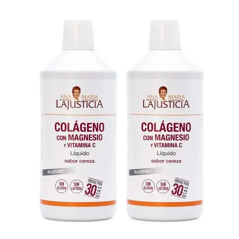 Ana Maria Lajusticia Colágeno con Magnesio + Vitamina C sabor cereza, Pack 2 x 1L