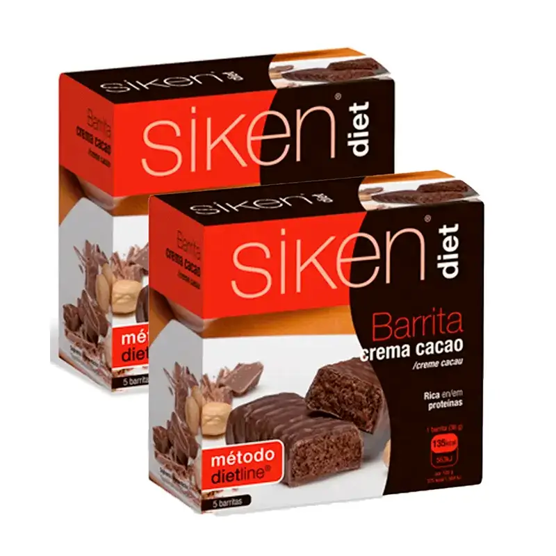 Siken Diet Barrita Crema Cacao, Pack 2 x 5 unidades