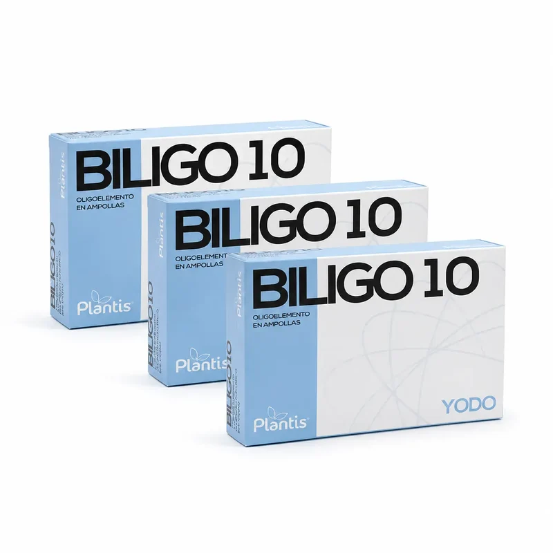 Plantis Biligo 10 Yodo Oligoelemento , 20 Ampollas De 2 Ml , pack 3