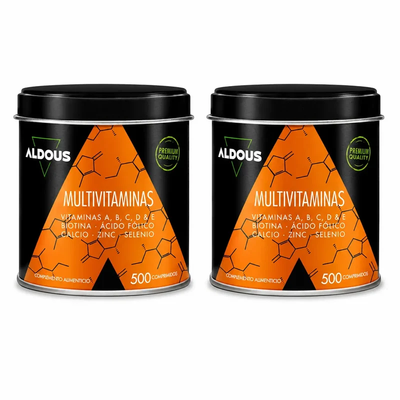 Aldous Bio Multivitaminas Vitamina C, D, E, A, Vitaminas B, Biotina, Acido Folico, Calcio, Zinc, Selenio , 500 capsulas, pack 2