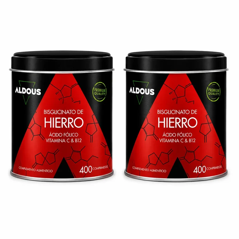 Aldous Bio Hierro Vitamina C, B12 Y Ácido Fólico , 200 Capsulas , pack 2