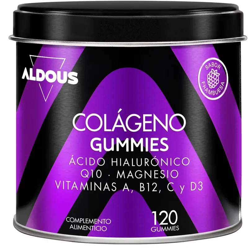 Aldous Bio Colágeno Hidrolizado Con Ácido Hialurónico, Coenzima Q10, Zinc Y Vitaminas, 120 gominolas