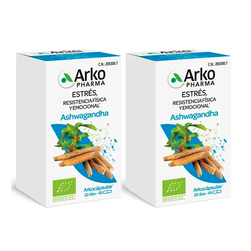 Arkopharma Arkocápsulas Ashwagandha Bio, 2X45 Cápsulas