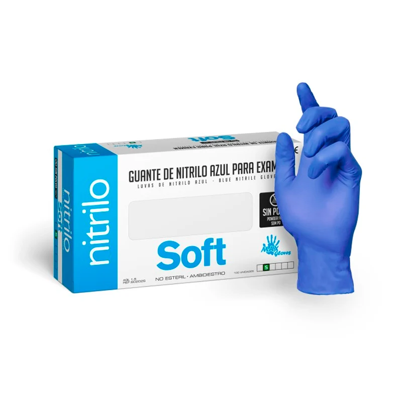 Guante desechable de gran calidad sensitive azul de nitrilo sin polvo 3,5gr. - Caja 100 uds