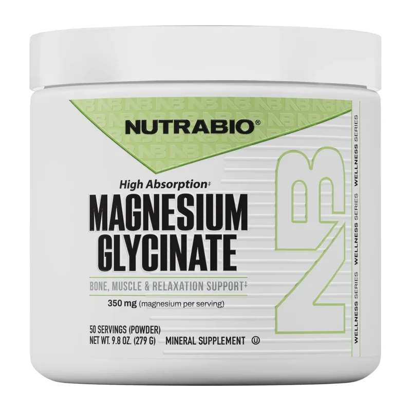 NutraBio Suplemento Alimenticio Glicinato de Magnesio en Polvo, 50 Servicios