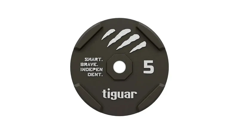 tiguar Rubber Bumper Plate 5 kg – Olympische Gewichtsscheibe mit 50 mm Stahlkern