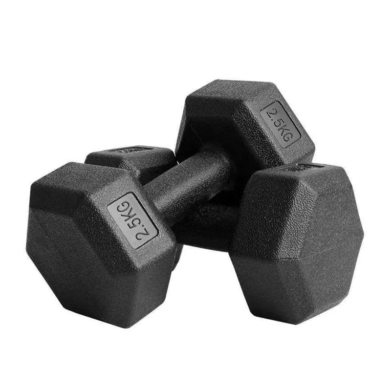 Lots de 2 Haltères hexagonal SYNERFIT écologique en acier recouvert de PVC Noir, 2,5 kg l' unité