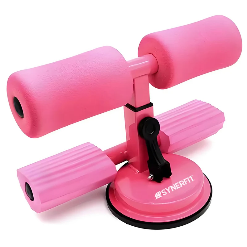 Barre de sol pour abdominaux SYNERFIT Ventouse - Réglable - Portable - entraînement- Pour la, maison, les voyages, l'extérieur, l'intérieur, le travail, le yoga colorie Rose