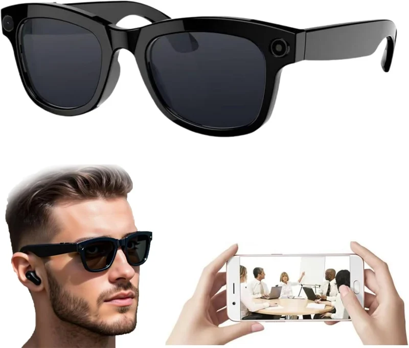 Lunettes intelligentes multifonctions NASA édition . SOLAR Caméra : 8 mégapixels (1080p) à 30 images par seconde transmission Wi-Fi, Bluetooth Microphone Et Haut-Parleur Intégré Monture Mat Noir Verres Graphite Modèle Unisex design
