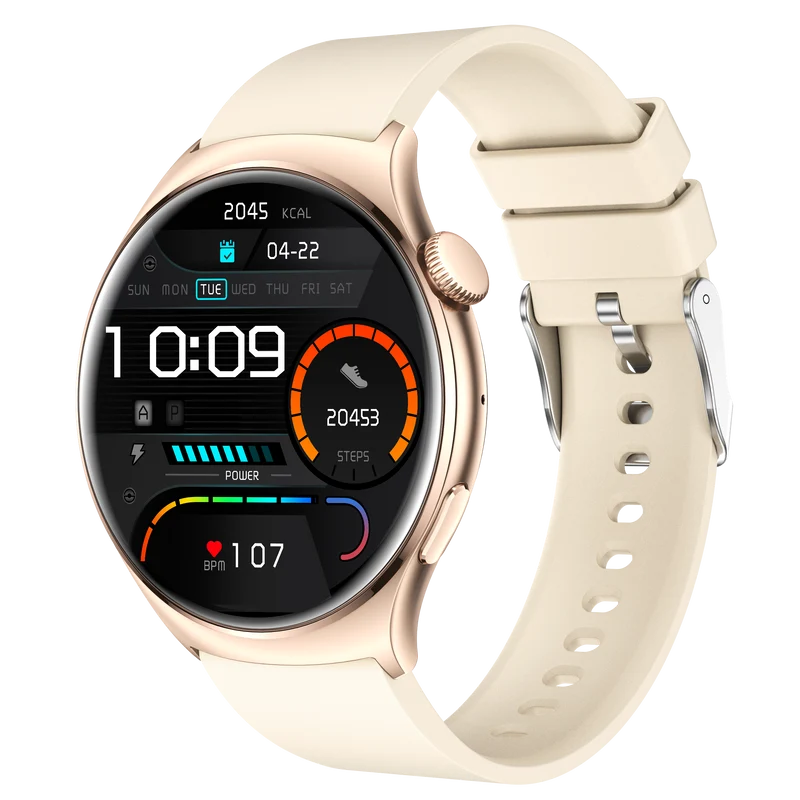 Montre connectée AMOLED - Edition Amnésia - (avec bracelet silicone) coleur Beige