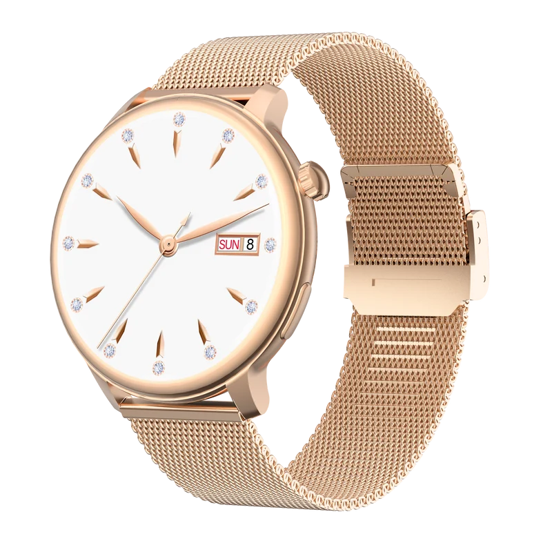 Montre connectée AMOLED - Edition Saphir- (avec bracelet silicone) coleur Rose Gold