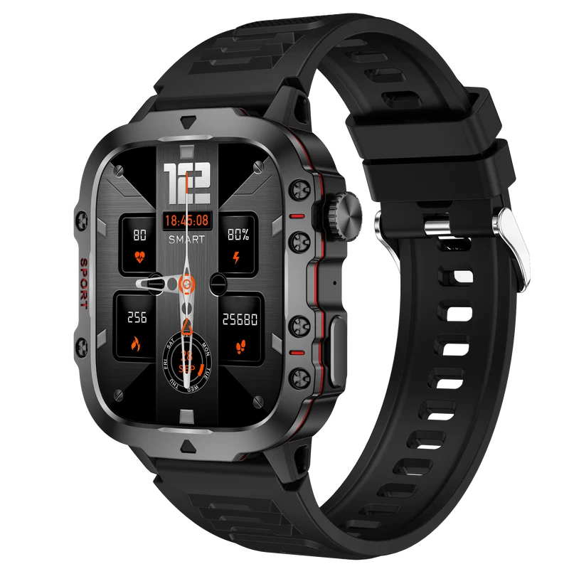 Montre connectée NASA SPORT Grand écran résolution haute définition bracelet en silicone couleur Noir