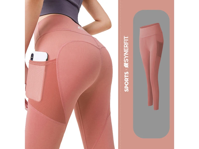 Legging fitness taille haute Rose