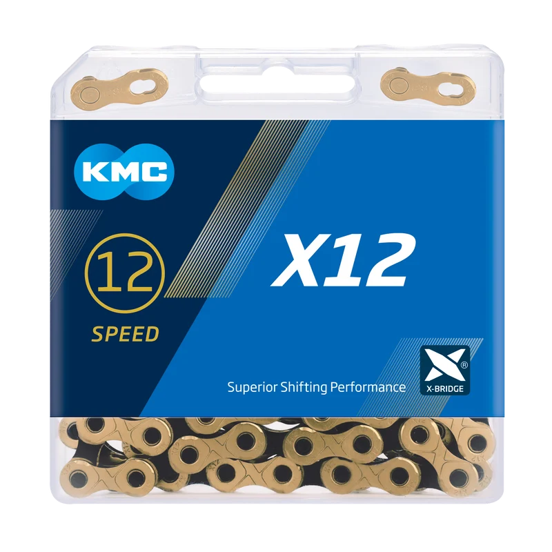 Cadena KMC X12 12v Dorada con negro