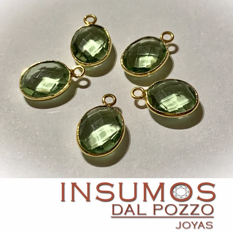 Ovalo Amatista Verde R 10 mm Baño de Oro