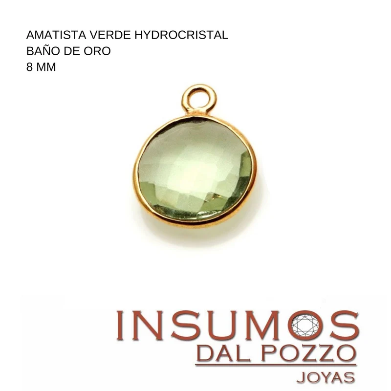Amatista Verde R redonda 8 mm Baño Oro