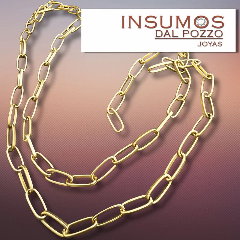 Cadena Cable Oval Grande Baño de Oro Mate 20 cm