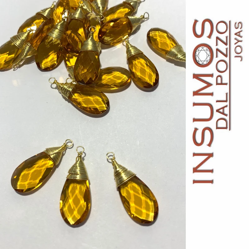 Gota Citrino R 10 x 20 mm Baño Oro