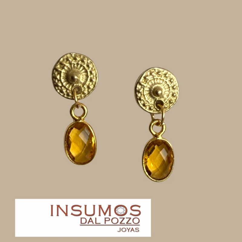 Par Base Aros Circulo Punteado Bronce