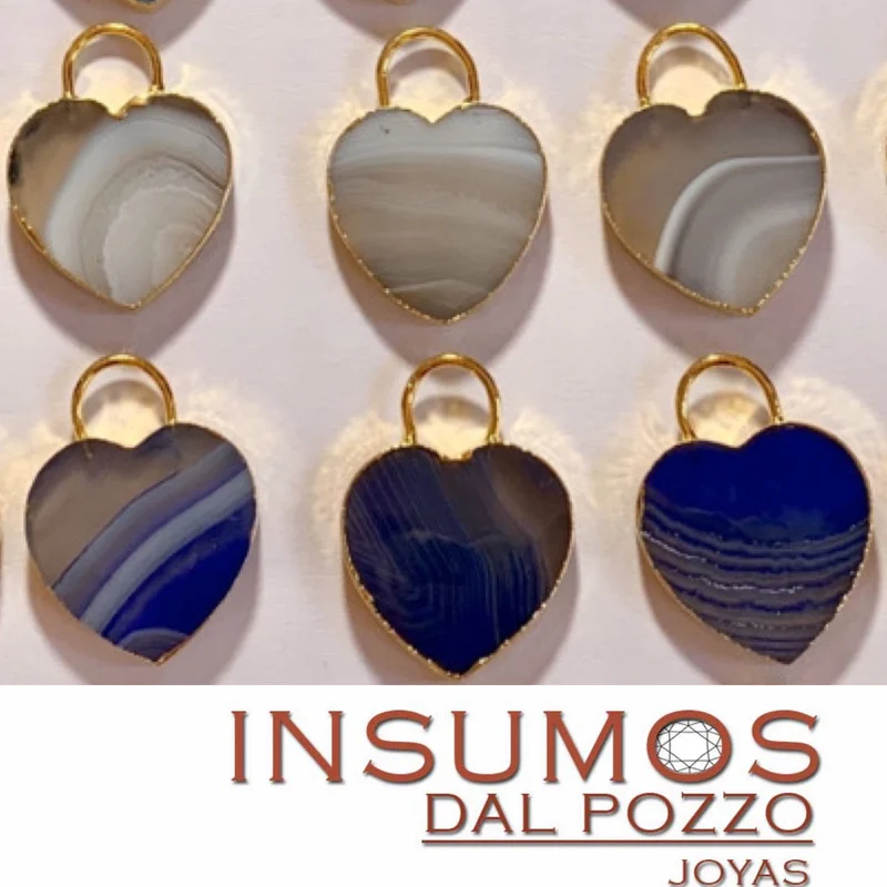 Corazón Agata Baño Oro 11x26 mm