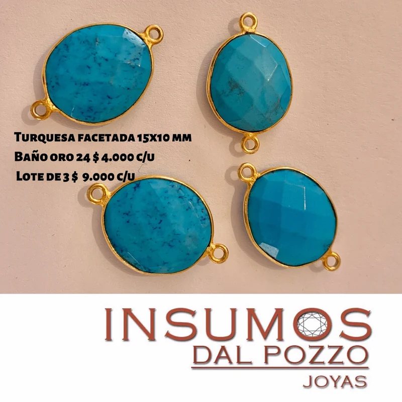Turquesa Irregular 15 mm Baño Oro