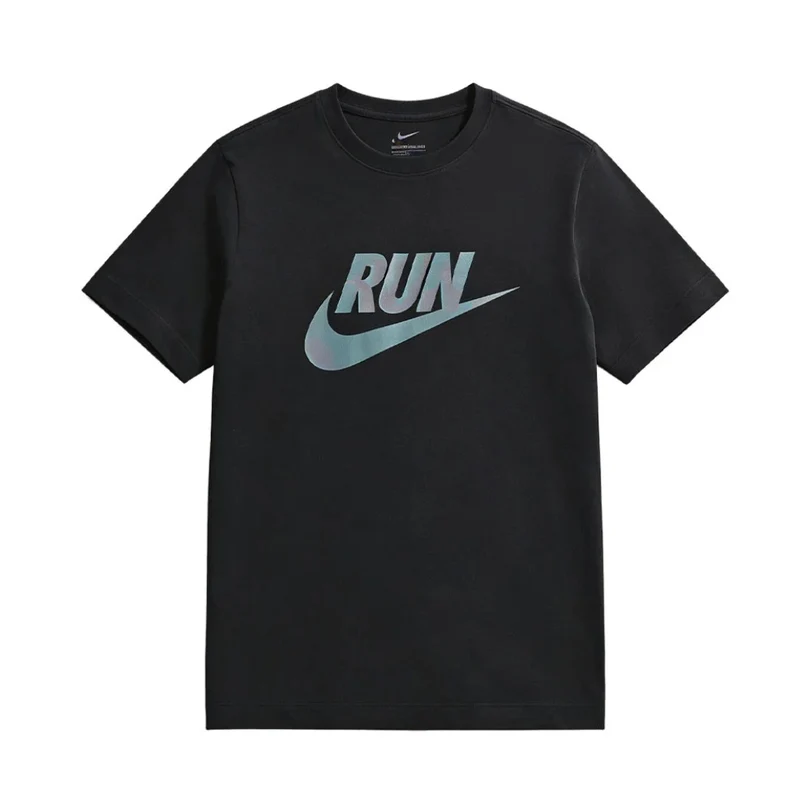 Nike Camiseta Deportiva Dri-FIT Run Swoosh Negro, para Hombre