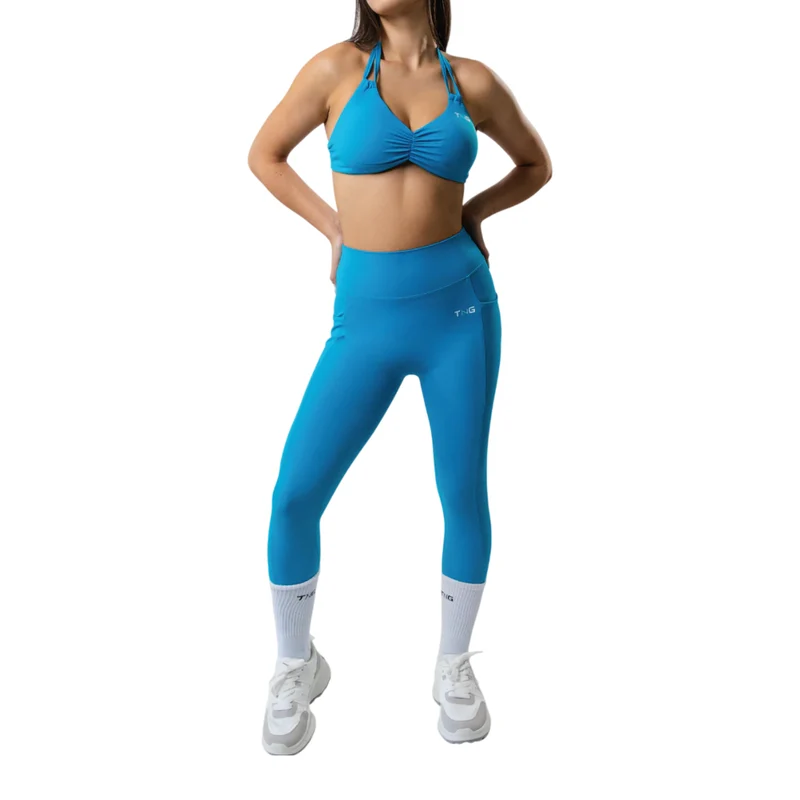 TNG Conjunto Deportivo Top y Leggings Sync Turquesa, para Mujer