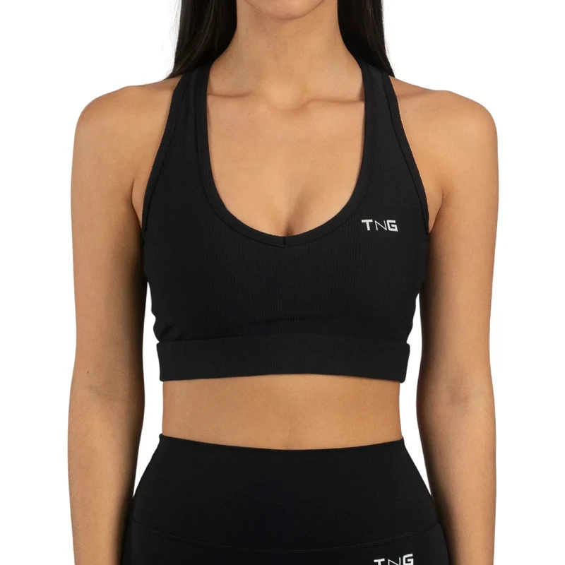 TNG Top Deportivo V-Cut Sports Bra Negro, para Mujer